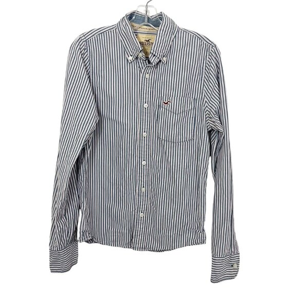 Vintage Hollister Blue Red Striped Long Sleeve Button Down Y2K Preppy Mens Small - Picture 1 of 7